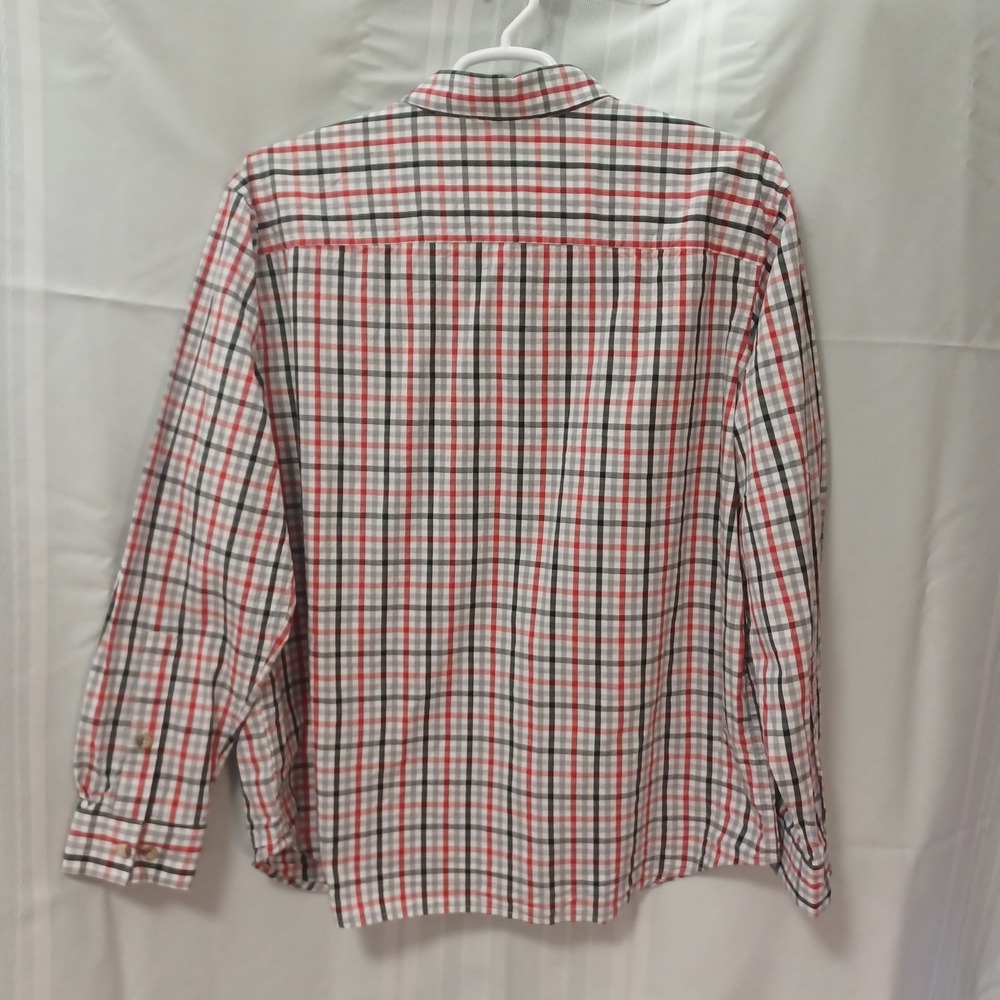 Columbia Mens XL Plaid Button Down Shirt Red Black Grey AM7968 Cotton Stretch - Picture 3 of 12